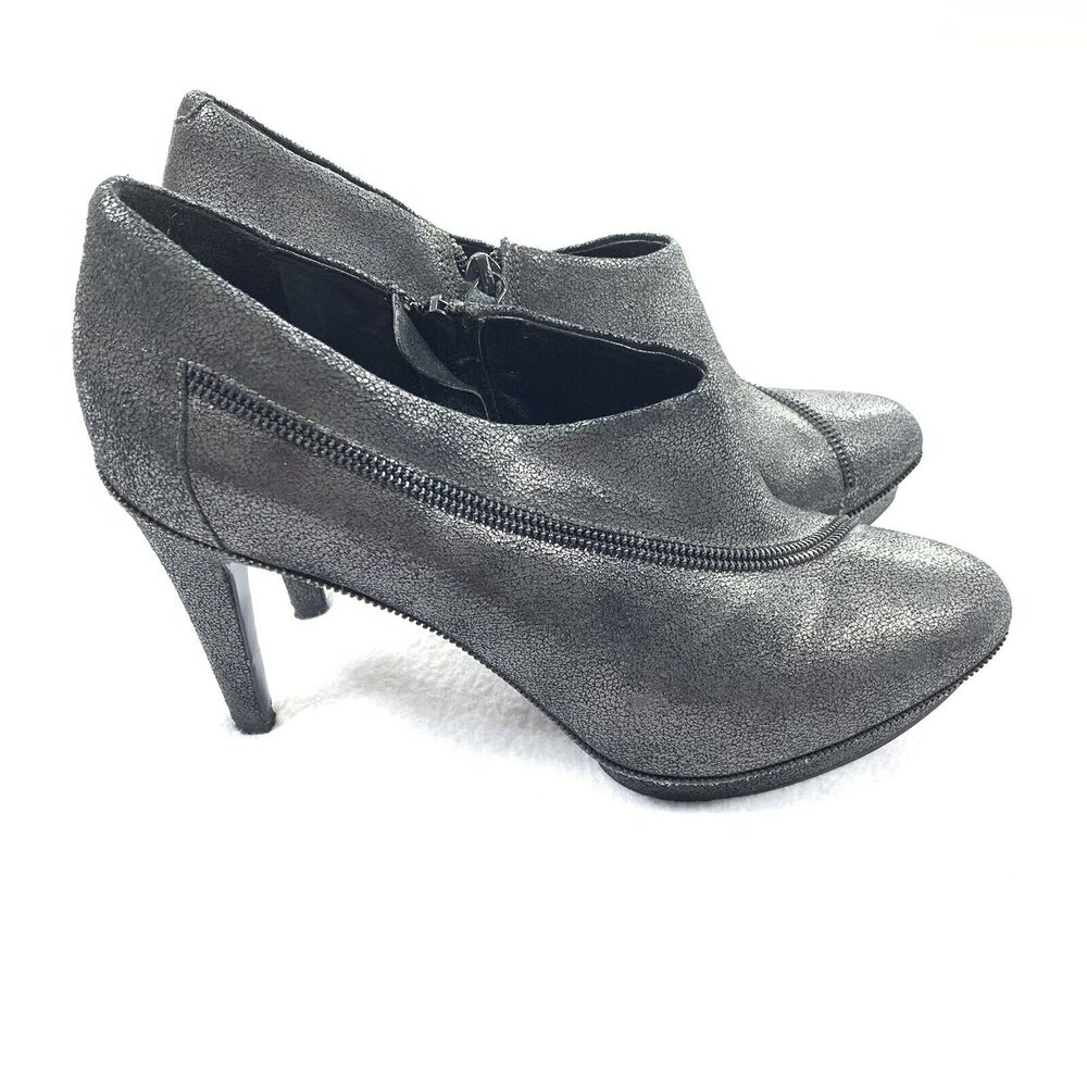 Maria Sharapova By Cole Haan High Heel Booties 9.5 Womens Pewter Gray Silver